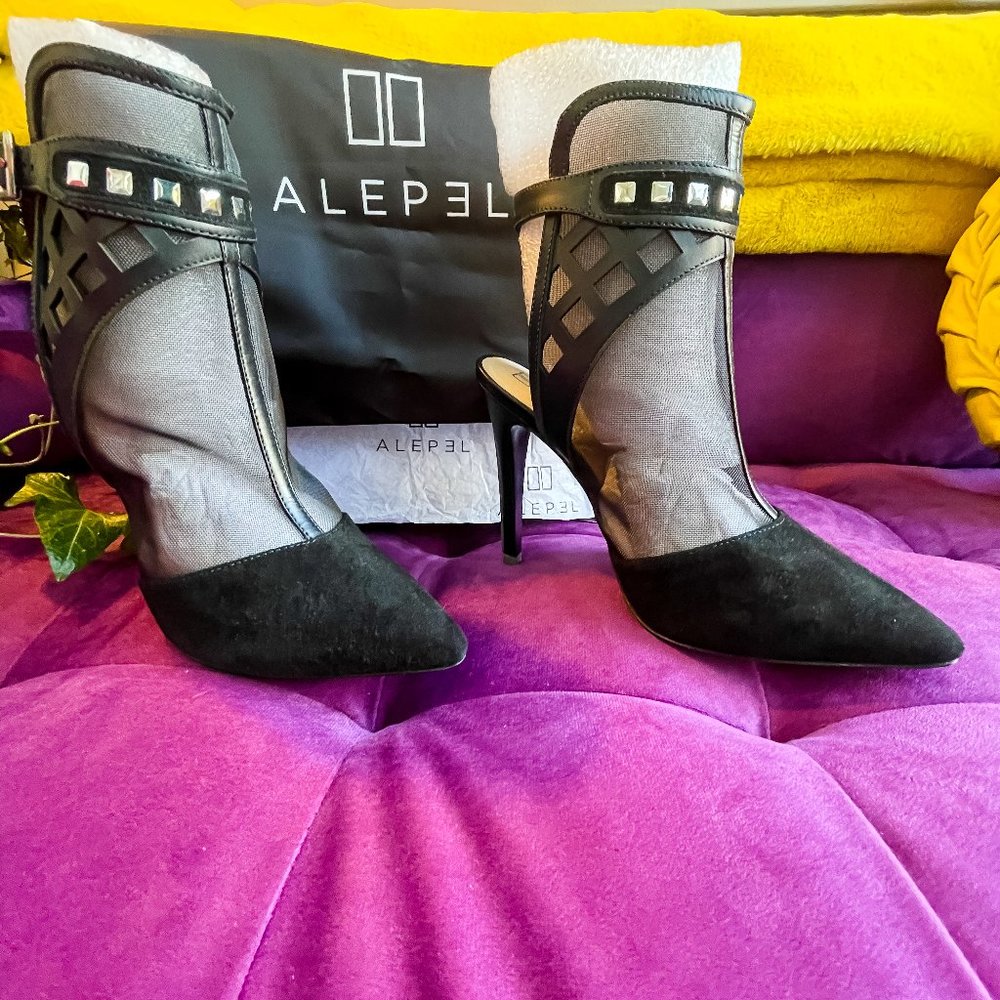 ALEPEL "FIL" Sexy Leather Pointed Toe Heels